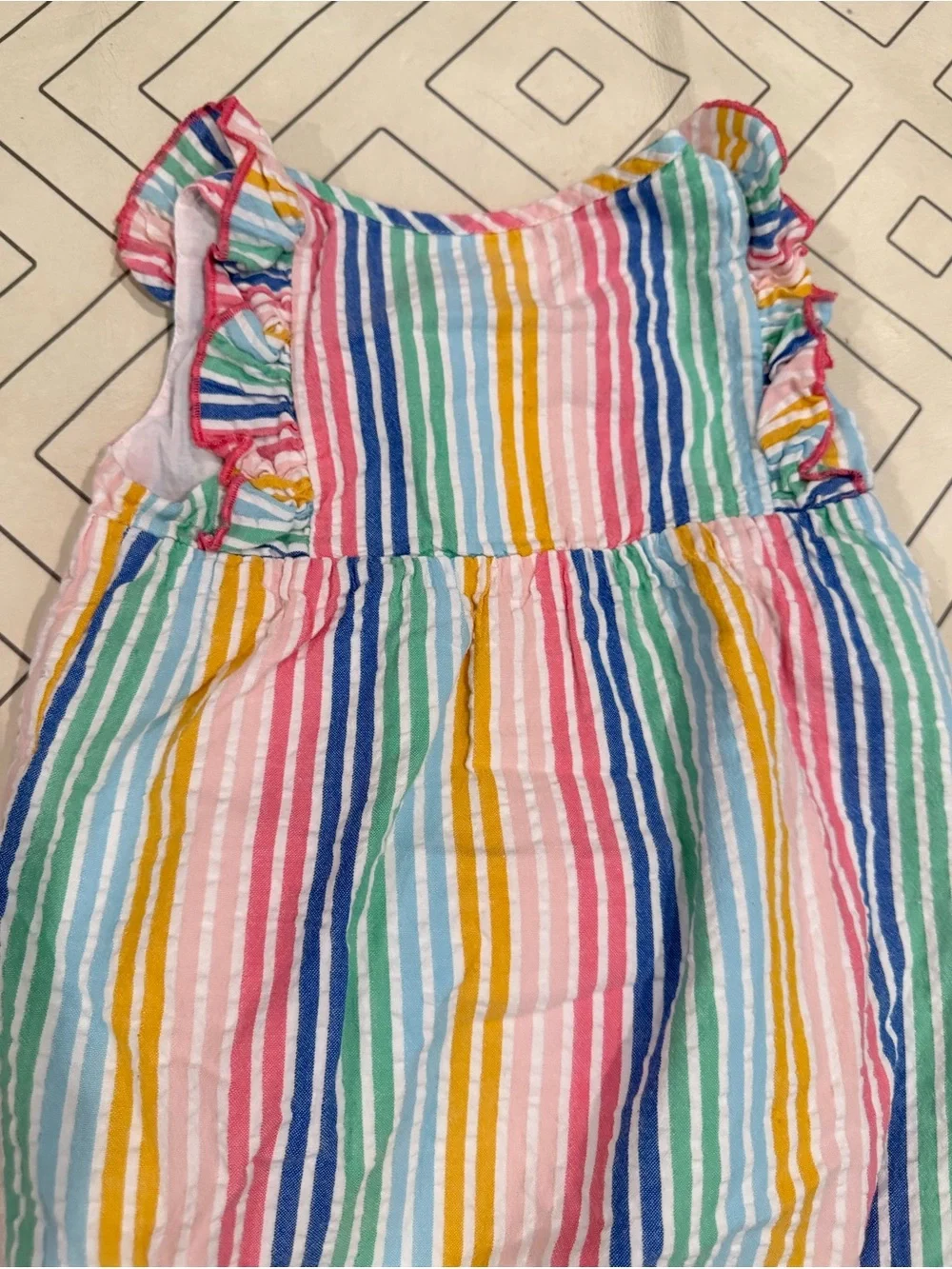 Baby Boden Seersucker Multicolor Stripe Bubble Romper